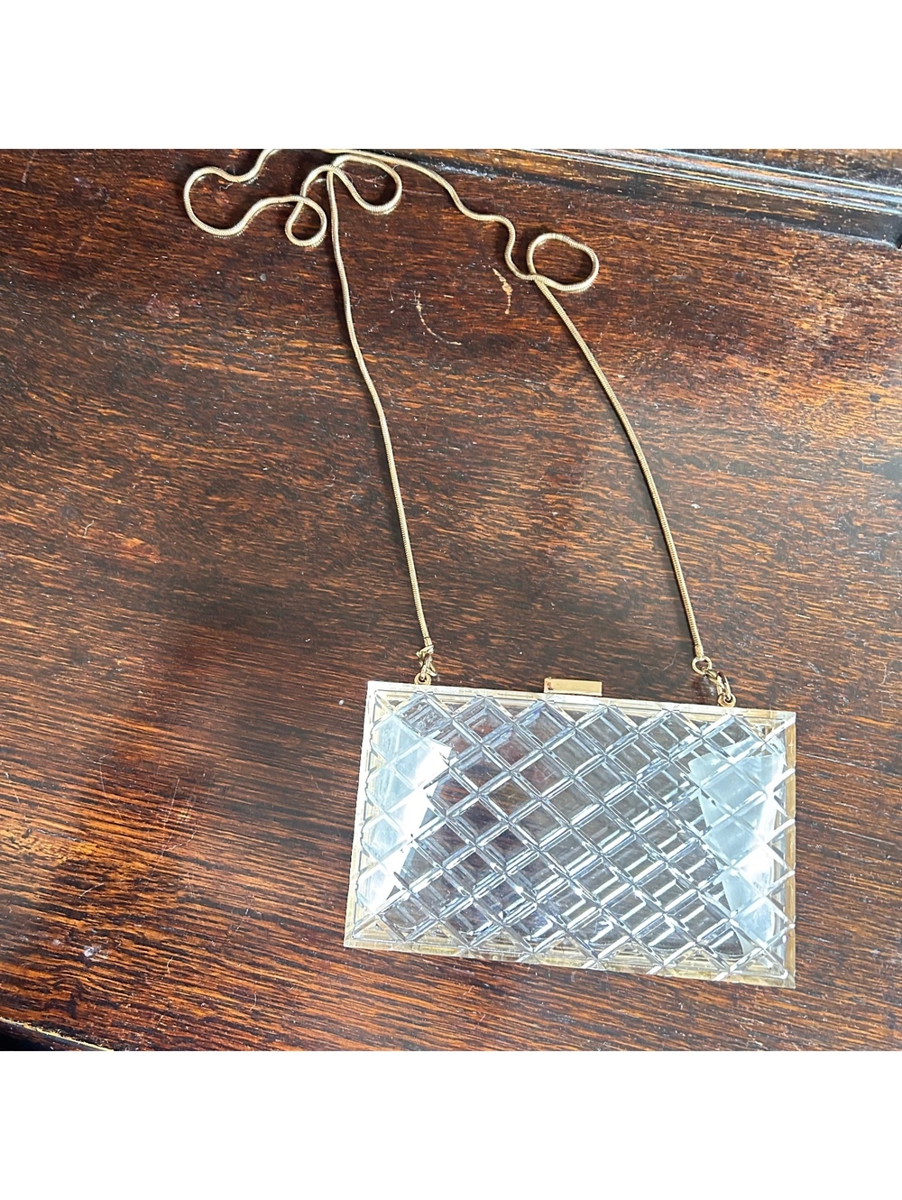 Clear Acrylic Quilted Box Clutch - Elegant Stadium Approved Evening Bag - Picture 4 of 7